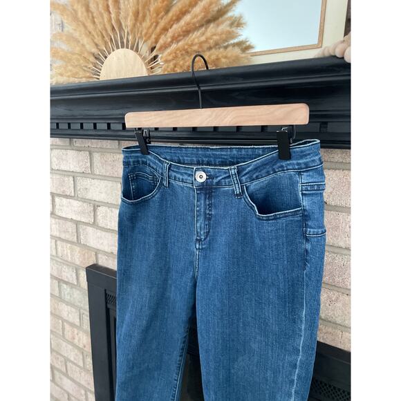 Soft Surroundings Arabella Ruffle Cropped Jeans Size 6 Petite Scallop Split Leg - Picture 3 of 9